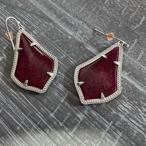Kendra Scott Alex Drop earring Silver Tone Red Opaque
